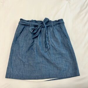 J. Crew Factory Blue A-Line Knee-Length Skirt with Tie Front